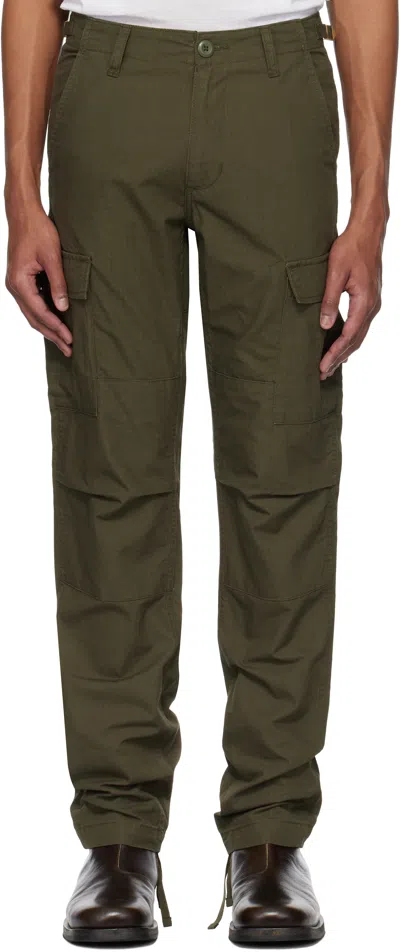 Carhartt Khaki Aviation Cargo Pants In 6302 Cypress Rinsed