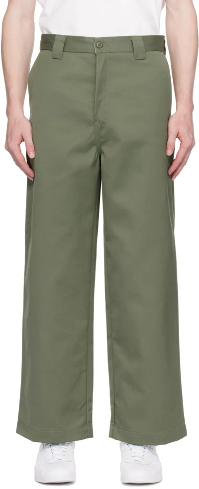 Carhartt Khaki Brooker Trousers In 667 Dollar Green