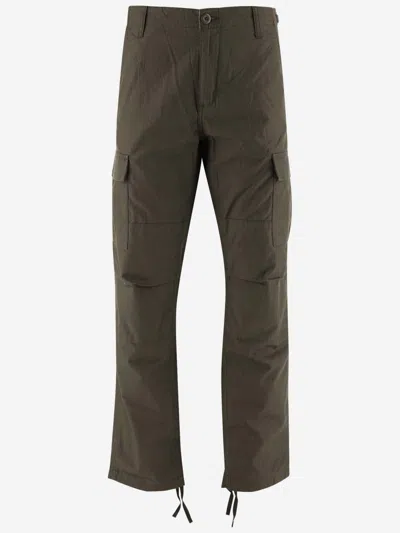 Carhartt Khaki Cotton Cargo Pants In Green