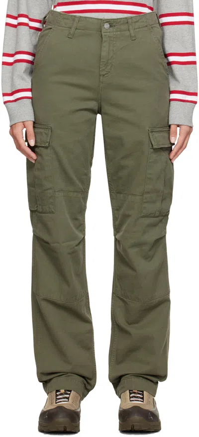 Carhartt Khaki Regular Trousers In 67gd Dollar Green Ga