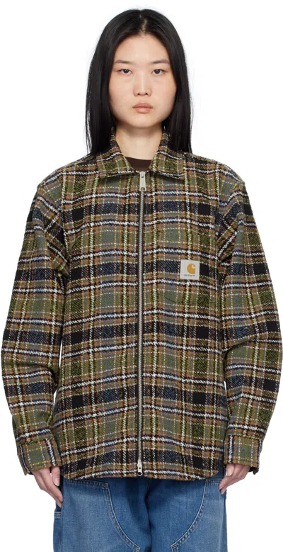 Carhartt Khaki Stroy Check Shirt Jacket In Stroy Check Black
