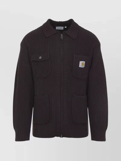 CARHARTT KNIT JACKET WITH COLLARED DESIGN AND POCKETS