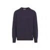 Carhartt Knitted Wool Blend Sweater With Round Neck In Blue