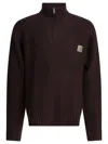 Carhartt High Neck Ribbed Knitwear With Chest Pocket In Brown