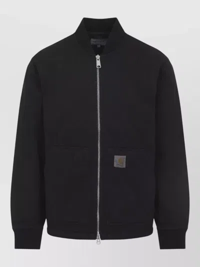 Carhartt Kylan Quilted Short Jacket Front Pockets Ribbed In Black