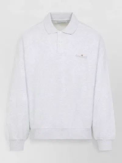 Carhartt Wip Ash Heather Grey Cotton Label Polo Sweater In White