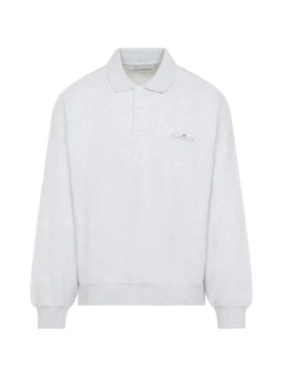 Carhartt Wip Ash Heather Grey Cotton Label Polo Sweater In Gray