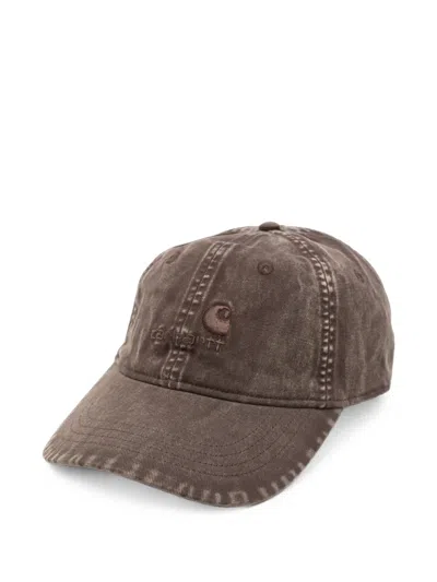 Carhartt Lambert Logo-embroidered Faded-effect Baseball Cap In Brown