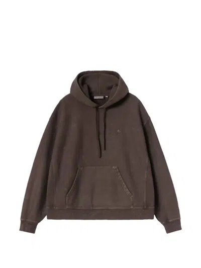 Carhartt Lambert Logo-embroidered Hoodie In Brown
