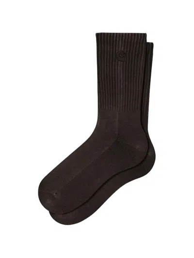 Carhartt Lambert Logo-embroidered Socks In Brown