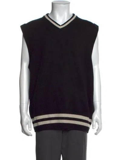 Pre-owned Carhartt Lambswool V-neck Sweater Vest In Black