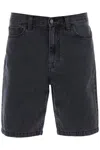 Carhartt Landon Washed-out Bermuda Shorts In Black Heavy Stone Wash (black)