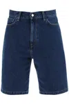 Carhartt Rear Logo-patch Denim Shorts In Blue