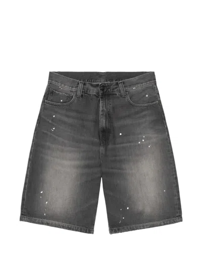 Carhartt Landon Paint-splatter Washed Shorts In Black