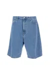 Carhartt Bermuda Landon In Denim Con Patch Logo In Blue