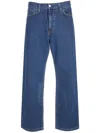 Carhartt Wip Mens Blue Brandon Logo-patch Wide-leg Relaxed-fit Jeans