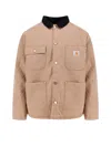 Carhartt Michigan Organic Cotton Jacket With Frontal Logo Patch In Nude