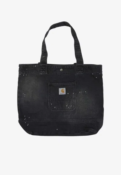 Carhartt Large Denim Tote Bag In Black