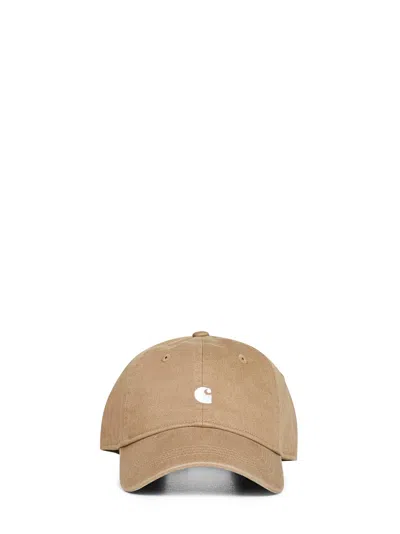Carhartt Leather Madison Logo Cap In Brown