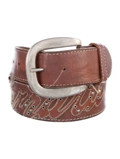 Pre-owned Carhartt Leather Studded Accents Waist Belt In Brown