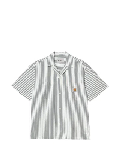 Carhartt Work In Progress Leavel Stripe Seersucker Cotton Blend Button-up Bowling Shirt In Multi