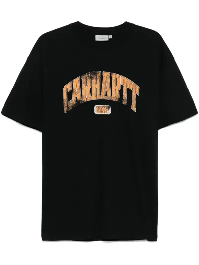 Carhartt Cotton Crew Neck T-shirt With Graphic Print In Black