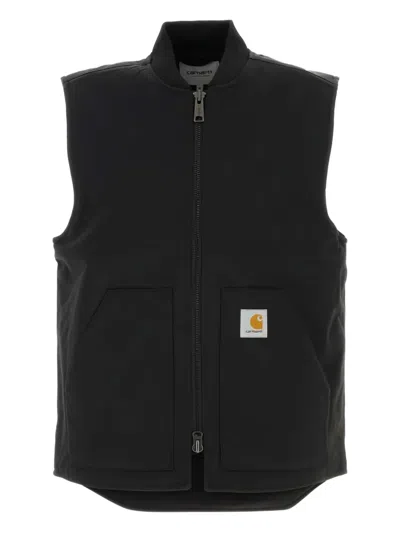 Carhartt Black Sleeveless Vest With Front Zipper