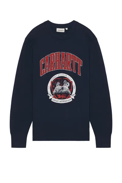Carhartt Library College Crew Neck Sweatshirt In Ink