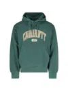 Carhartt Hooded Kangaroo Pocket Ribbed Cuffs Sweater In Green