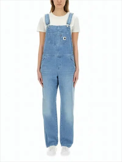 Carhartt Light Blue Denim Overalls In White