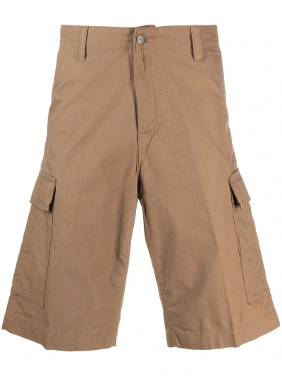 Carhartt Light Brown Cotton Cargo Shorts In Neutro