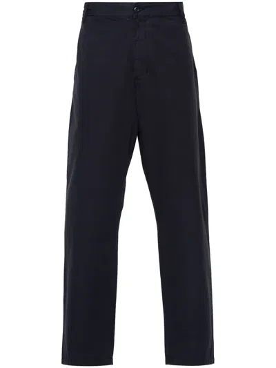 Carhartt Logo-appliqué Gabardine Tapered Trousers In Blue