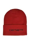 Carhartt Logo Beanie Hat In Red