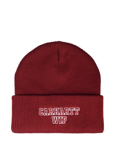 Carhartt Logo Beanie Hat In Red