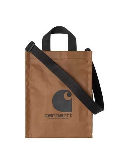 Carhartt Logo Canvas Tote Bag In Brown