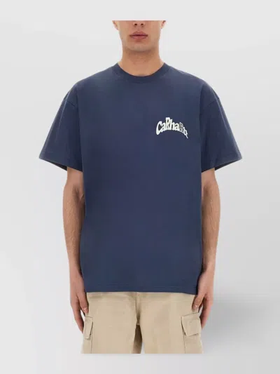 Carhartt Logo Crew Neck Graphic Print Short Sleeves In Blue