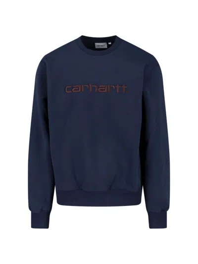 Carhartt Logo Crewneck Sweatshirt In Blue