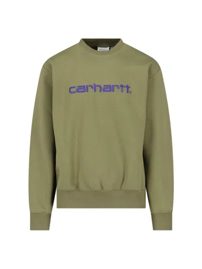 Carhartt Cotton Blend Sweatshirt With Logo In Green