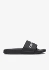Carhartt Logo Debossed Rubber Slides In Black