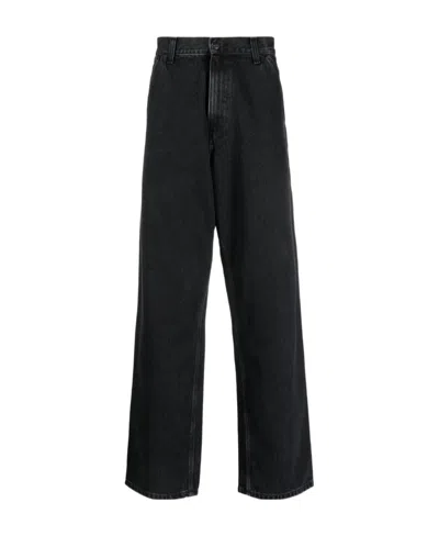 Carhartt Logo Decal Denim Trousers In Black