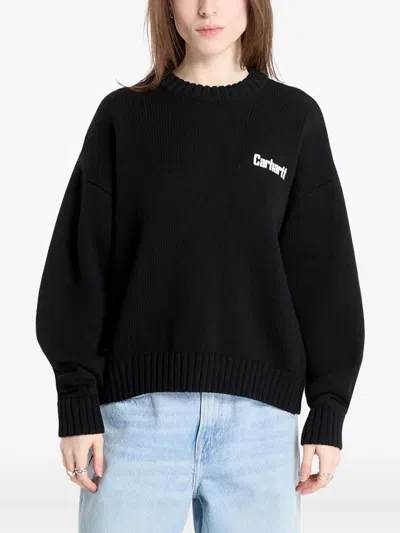 Carhartt Logo-detail Heart-print Sweater In Black