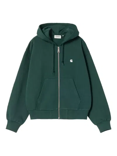 Carhartt Logo-detail Zip-up Hoodie In Green