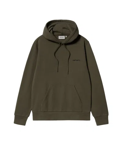 Carhartt Logo-embroidered Cotton Hoodie In Green