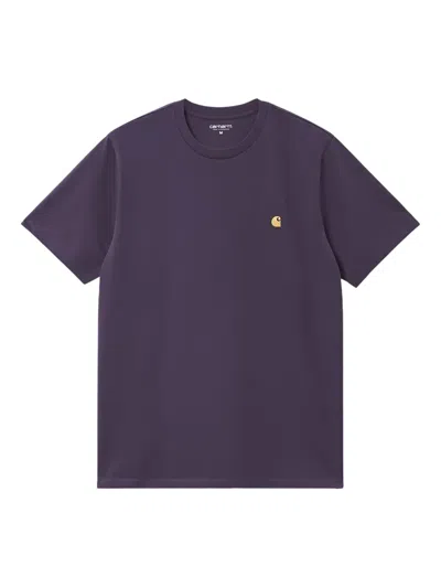 Carhartt Logo-embroidered Cotton T-shirt In Blue