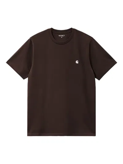 Carhartt Logo-embroidered Cotton T-shirt In Brown