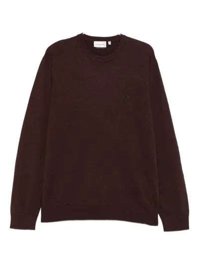 Carhartt Logo-embroidered Crew-neck Sweater In Brown