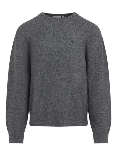 Carhartt Crew Neck Sweater With Ribbed Cuffs And Hem In Gray