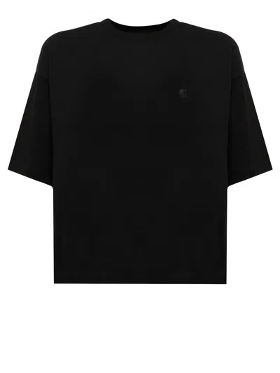 Carhartt Logo Embroidered Crewneck T-shirt In Black