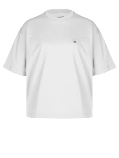 Carhartt Logo Embroidered Crewneck T-shirt In White