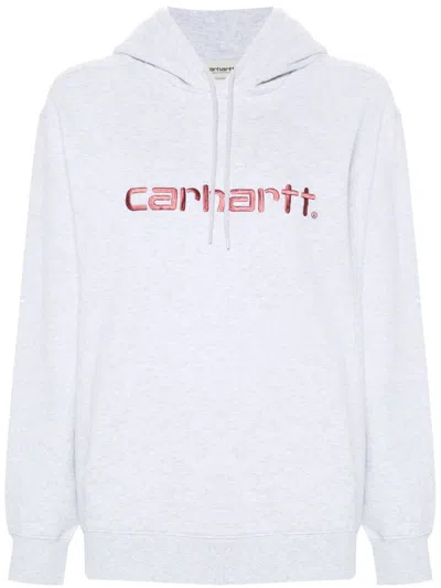 Carhartt Logo-embroidered Hoodie In Grau